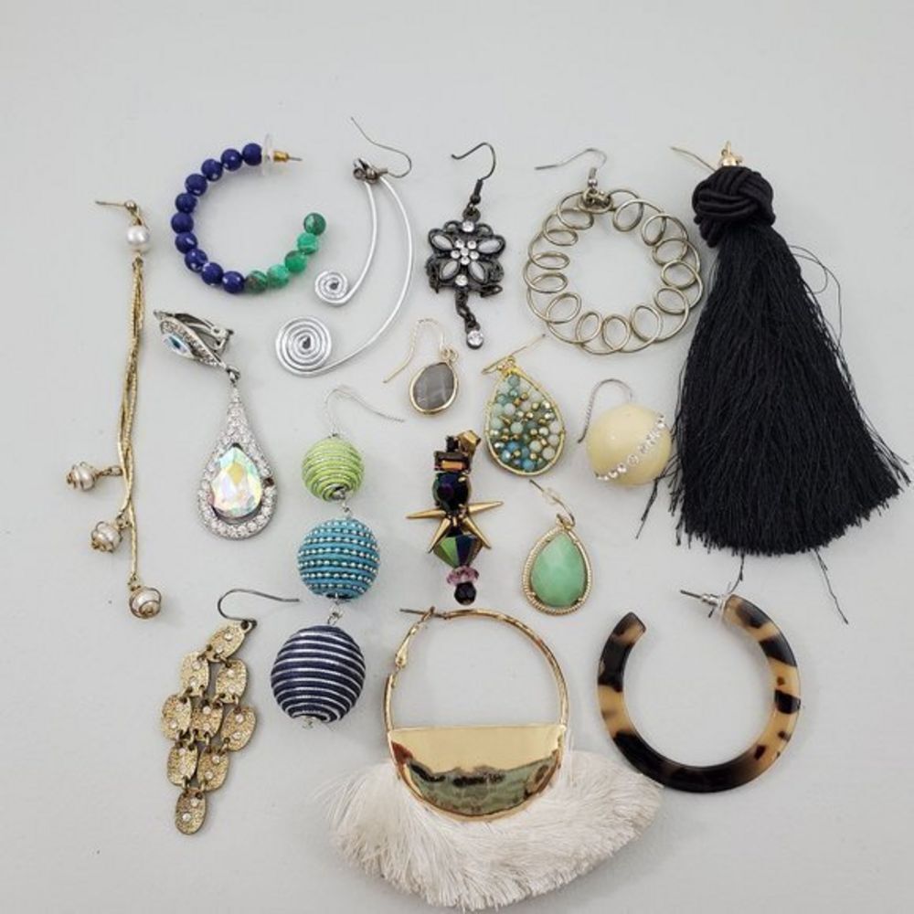 Single Earring Lot‎ 16 Piece Pendant Statement Tass